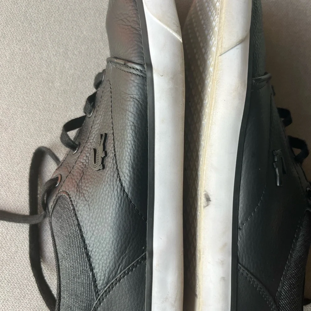 Lacoste Black Leather Sneakers for Men size 8